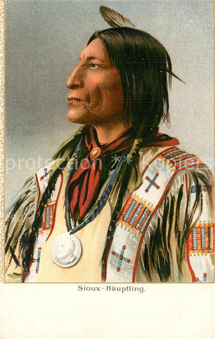 Indianer Native American Sioux-H?uptling Litho