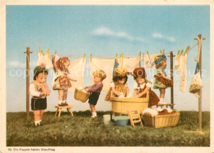 Puppe Doll Poupee Kinderspielzeug Waschtag W?scheleine