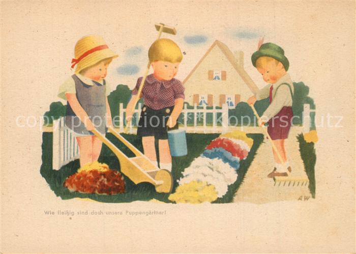 Puppe Doll Poupee Kinderspielzeug G?rtner K?nstlerkarte A. Wagner