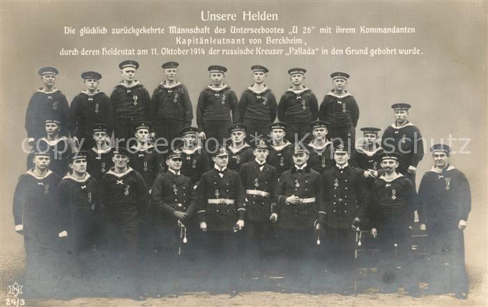 U-Boot Unterseeboot Submarine Sous-Marin Marine WK1 U26 Bergheim Pallada