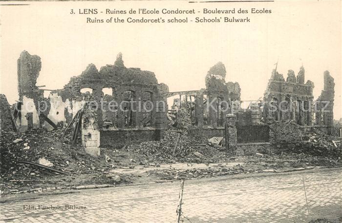 Lens Pas-de-Calais Ruines de l’Ecole Condorcet Boulevard des Ecoles