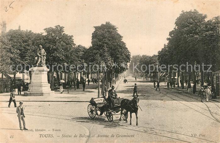 Tours Indre-et-Loire Statue de Balzac Avenue de Grammont Mon