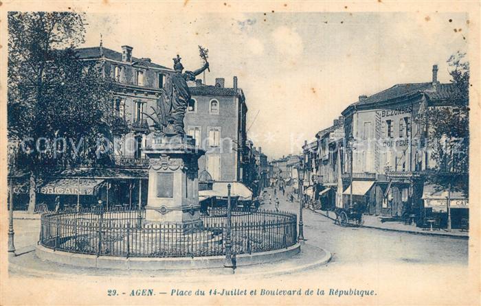 Agen Lot et Garonne Place du 14 Juillet et Boulevard de la