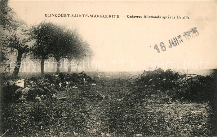 Elincourt-Sainte-Marguerite Cadavres Allemands apres la Bataille