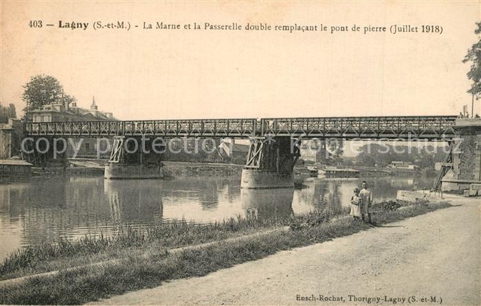 Lagny-sur-Marne Passerelle double remplacant le pont de Pierre