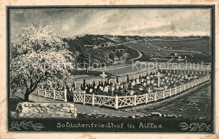 Ailles Cimetière Soldatenfriedhof Kuenstlerkarte