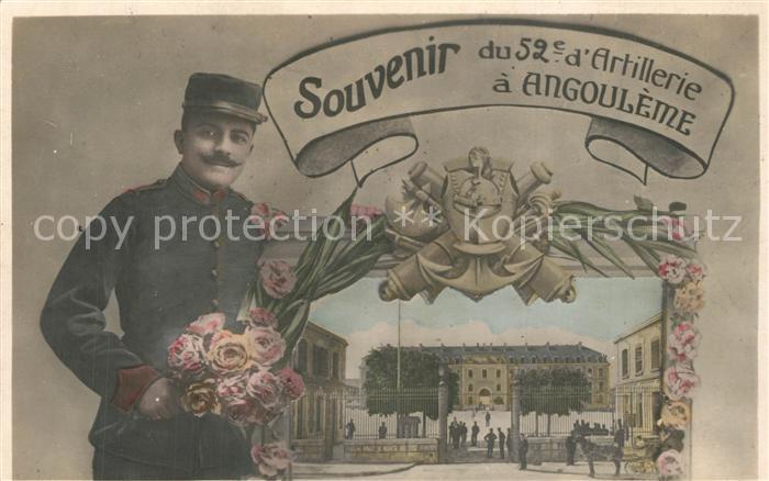 Angouleme Souvenir du 52e d Artillerie Caserne Soldat