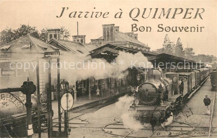 Quimper La gare Bahnhof Dampflokomotive