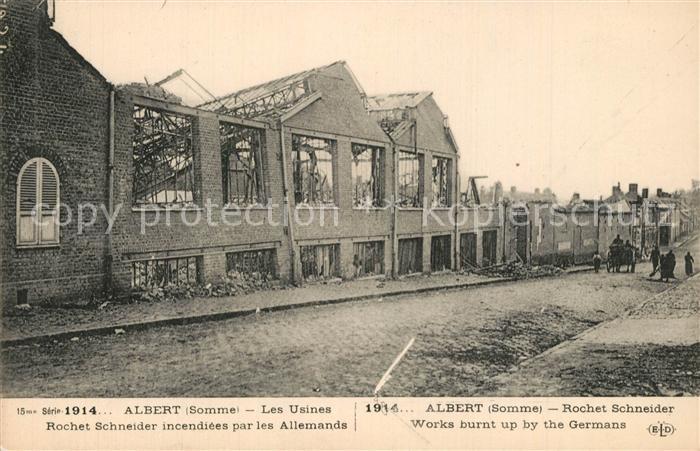 Albert Somme Les Usines Rochet Schneider incendiées