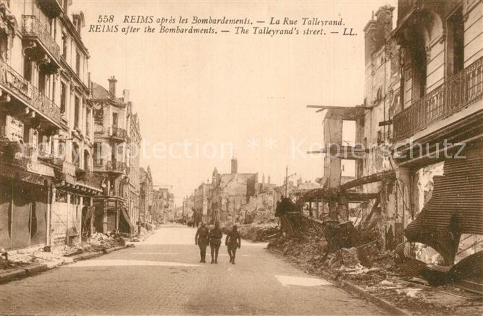 Reims Champagne Ardenne après le bombardement Rue Talleyrand Ruines Grande Guerr
