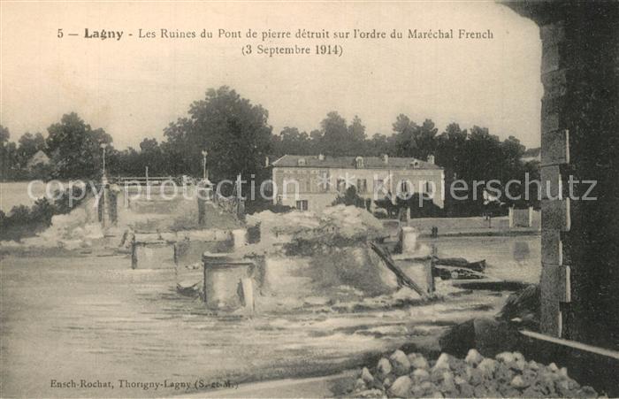 Lagny-sur-Marne Ruines du pont de piere détruit sur l'o