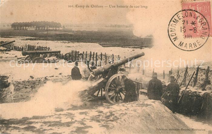 Camp de Chalons Une batterie de 120 long