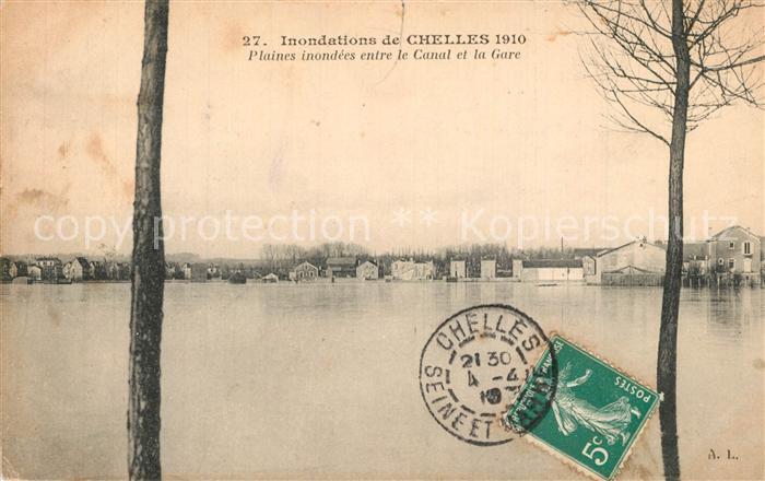 Chelles Seine-et-Marne Plaines inondees entre le Canal et la Gare
