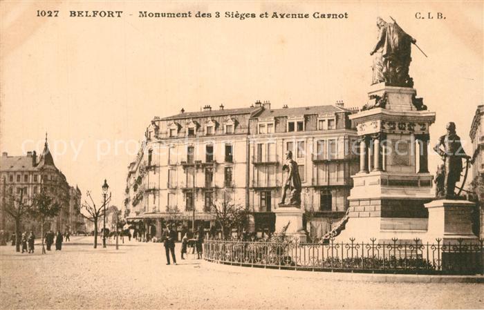 Belfort Alsace Monument des 3 Sieges et Avenue Carnot