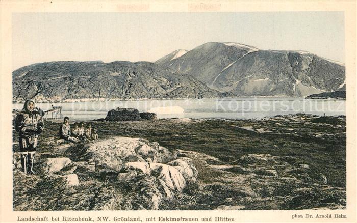 Ritenbenk Groenland Landschaftspanorama mit Eskimofrauen un