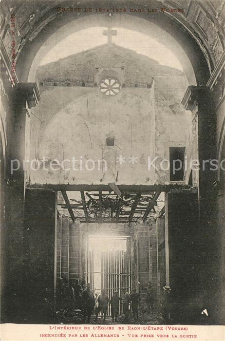 Raon-l Etape Vosges Interieur de l’Eglise Incendies par les