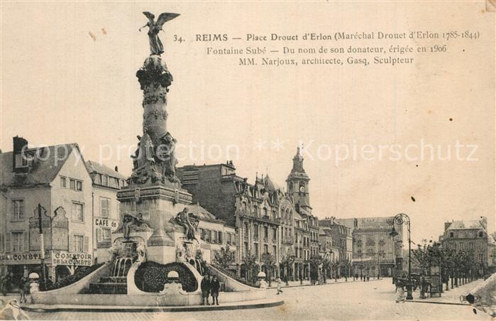 Reims Champagne Ardenne Place Drouet d’Erlon Fontaine Sube