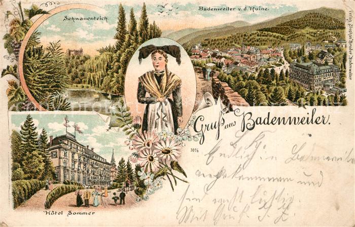 Badenweiler Schwanenteich Panorama Hotel Sommer