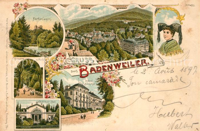 Badenweiler Parkanlagen Eingang Marmor Bad Hotel Sommer