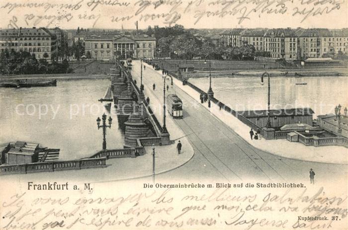 Frankfurt Main Obermainbruecke mit Stadtbibliothek