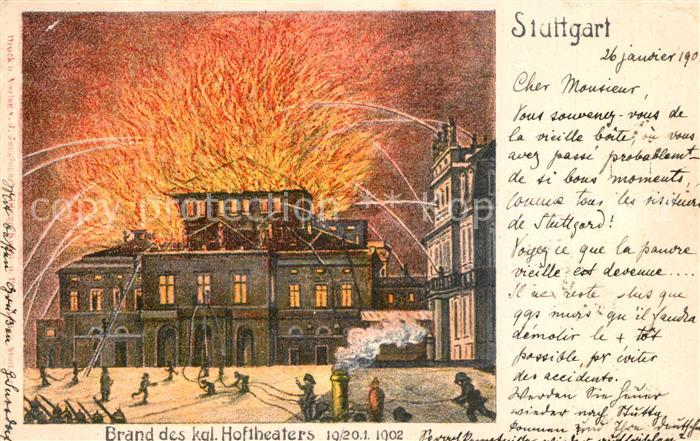Stuttgart Brand des kaiserlichen Hoftheaters 1902