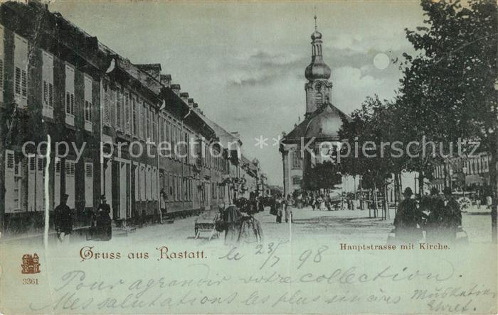 Rastatt Hauptstrasse mit Kirche