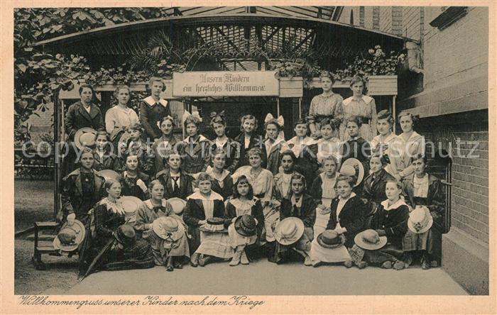 Mainz Rhein Haushaltungsschule St Josefstift Willkommensgruss unserer Kinder nac