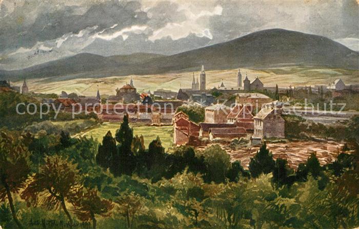 Goslar Blick vom Kattenberge Aquarell Vor dem Gewitter