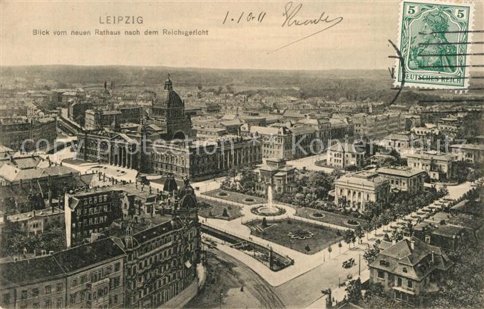Leipzig Blick vom neuen Rathaus zum Reichsgericht