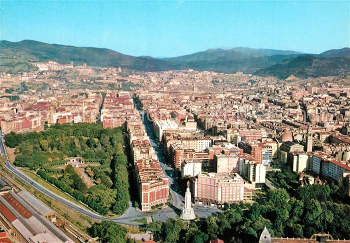 Bilbao Espana Gran Via y Monumento Sdo Corazon Vista aerea