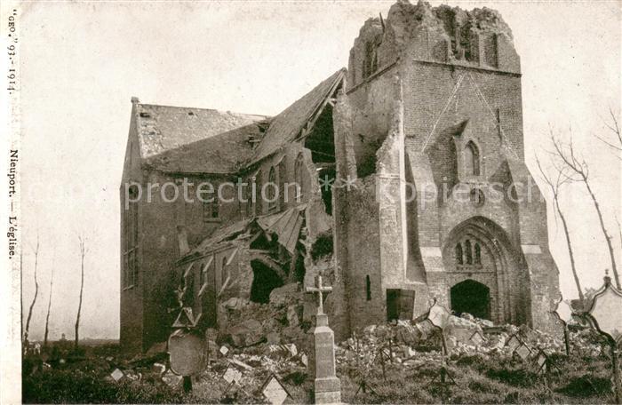 NIEUPORT Nieuwpoort West-Vlaanderen Belgie Eglise Ruines de la Grande Guerre 191