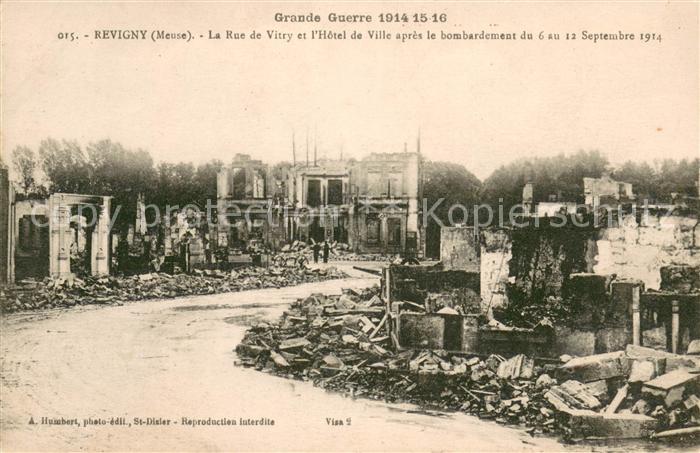 Revigny-sur-Ornain Rue de Vitry Hôtel de Ville après le bombardement 1914 Ruines