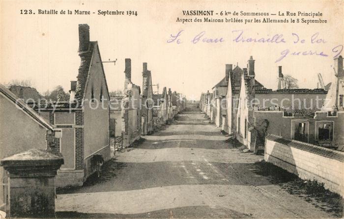 Vassimont-et-Chapelaine Rue Principale Ruines Grande Guerre Truemmer 1. Weltkrie