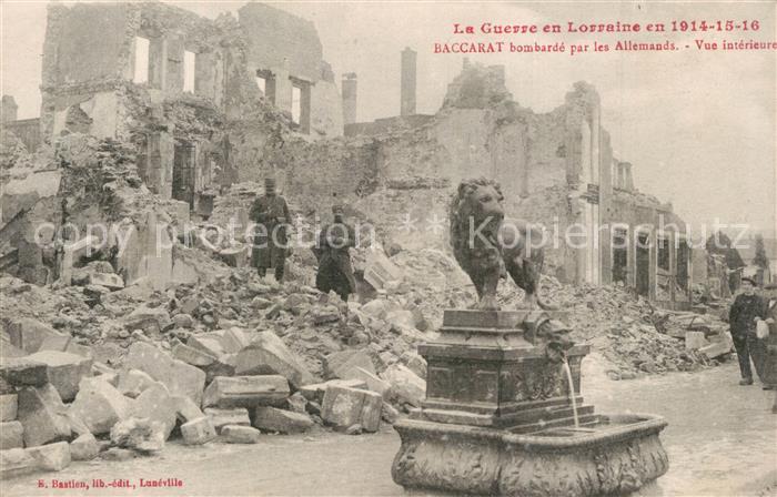 Baccarat bombardée par les Allemands Ruines Grande Guerre Truemmer 1. Weltkrieg