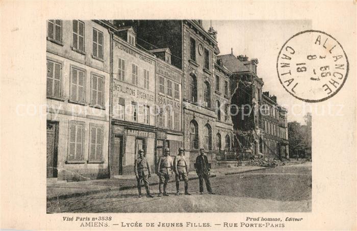 Amiens Lycée de Jeunes Filles Rue Porte Paris Ruines Grande Guerre Truemmer 1. W