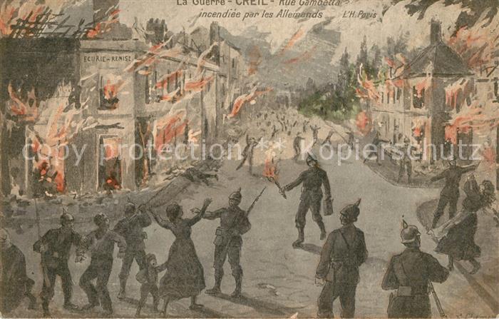 Creil Rue Gambetta incendiée par les Allemands Ruines Grande Guerre Truemmer 1.