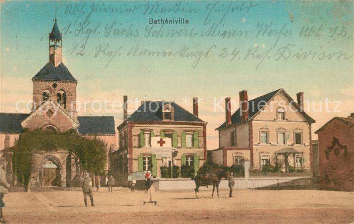 Betheniville Marktplatz Kirche Rotes Kreuz