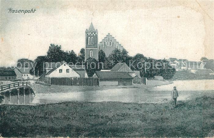 Hasenpot Partie am Fluss Blick zur Kirche