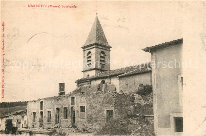 Marbotte Ville bombardée Ruines Grande Guerre Tr
