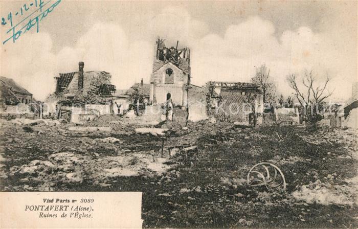 Pontavert Ruines de l'Eglise Ruines Grande Guerre Truemmer 1. Weltkrieg