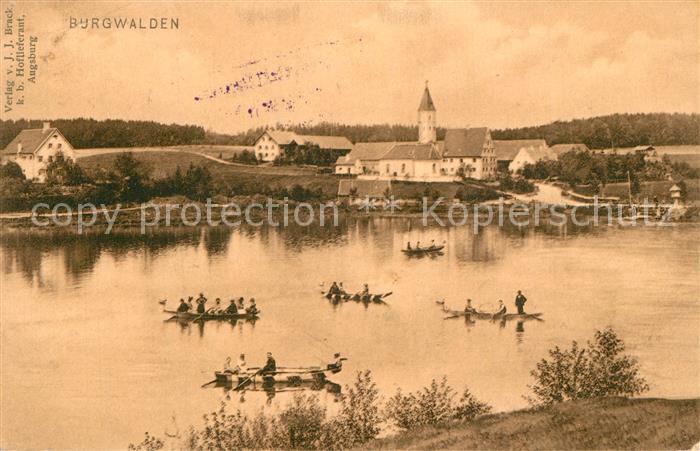 Burgwalden Uferpartie am See Ruderboote Blick zum Ort mit Kirche