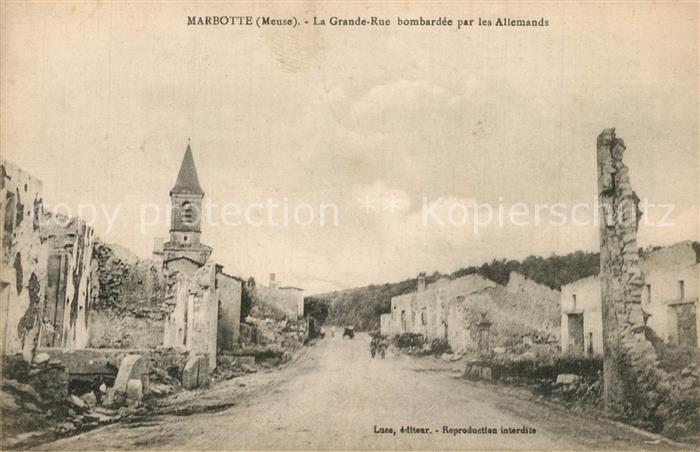 Marbotte Grande Rue bombardée par les Allemands