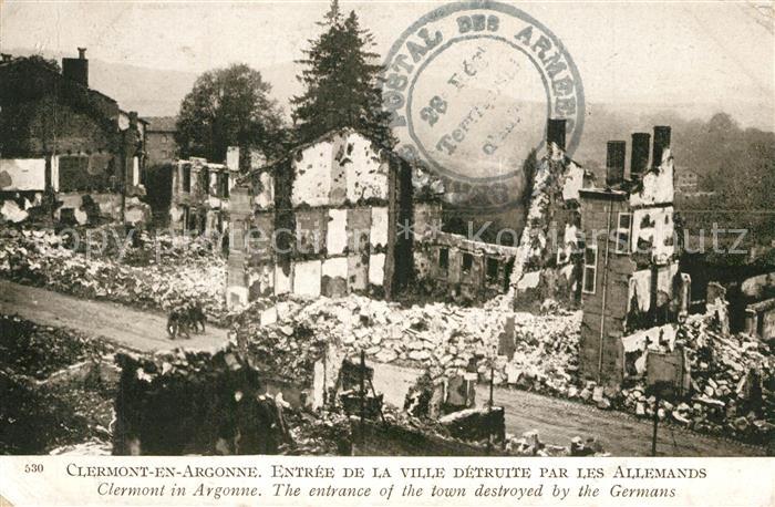 Clermont-en-Argonne Entrée de la ville détruite par les All