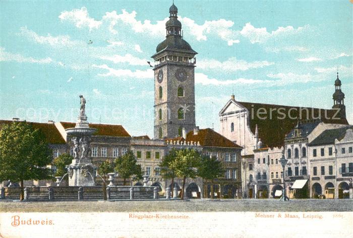 Budweis Ceske Budejowice Ringplatz Brunnen Kirche