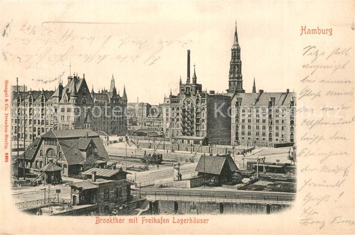 Hamburg Brooktor mit Freihafen Lagerhaeuser
