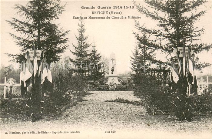 Revigny-sur-Ornain Entrée et Monument du Cimetière Militaire Grande Guerre 1914-