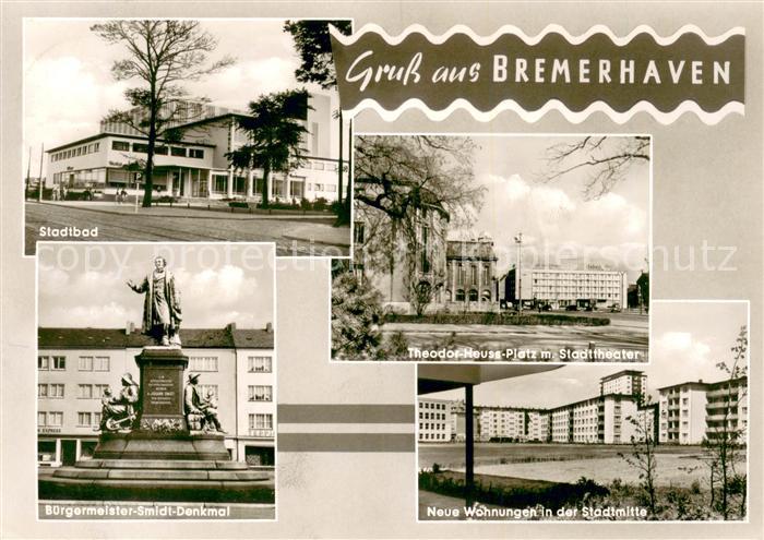 Bremerhaven Stadtbad Buergermeister Smidt Denkmal Statue Theodor Heuss Platz Sta