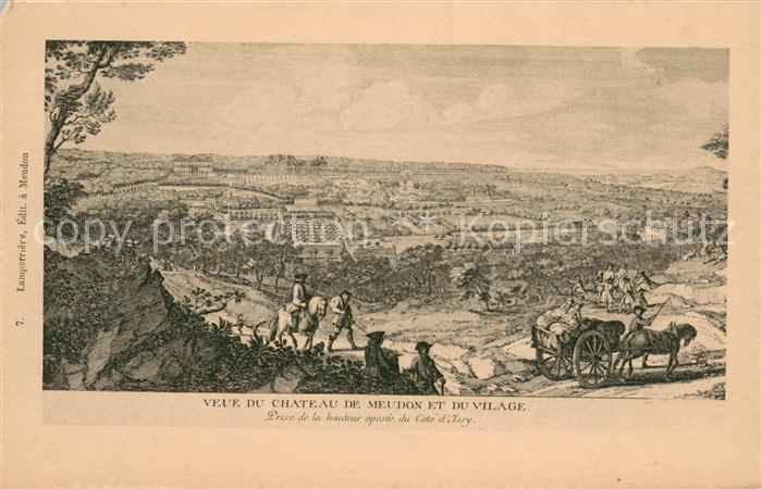 Meudon Vue du Chateau et du village Peinture Kuenstlerkarte