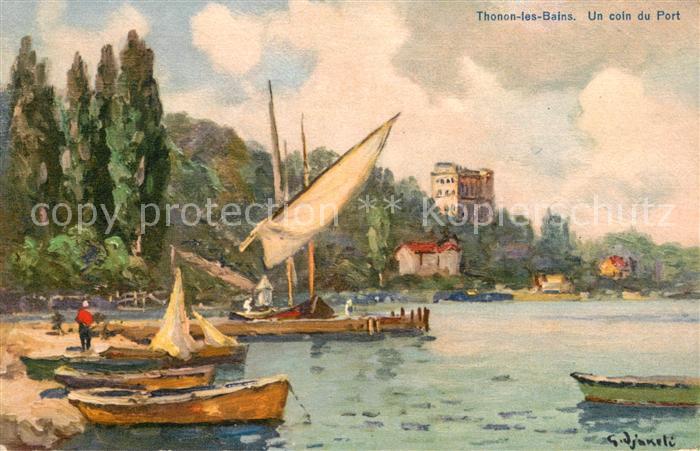 Thonon-les-Bains Un coin du port Peinture Kuenstlerkarte
