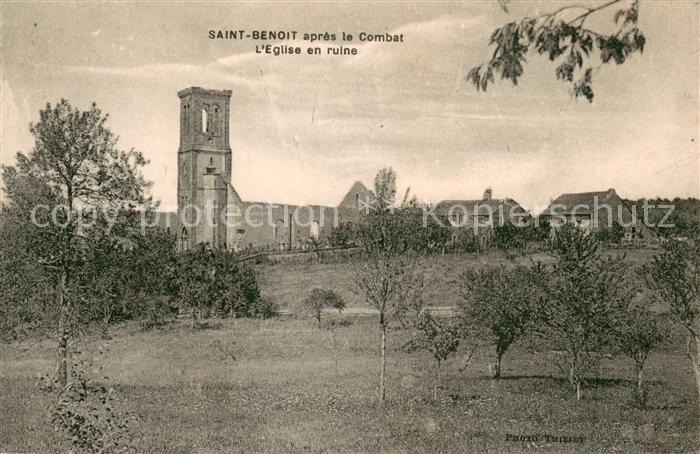 Saint-Benoit-en-Woëvre Après le combat Eglise en ruine Grande Guerre